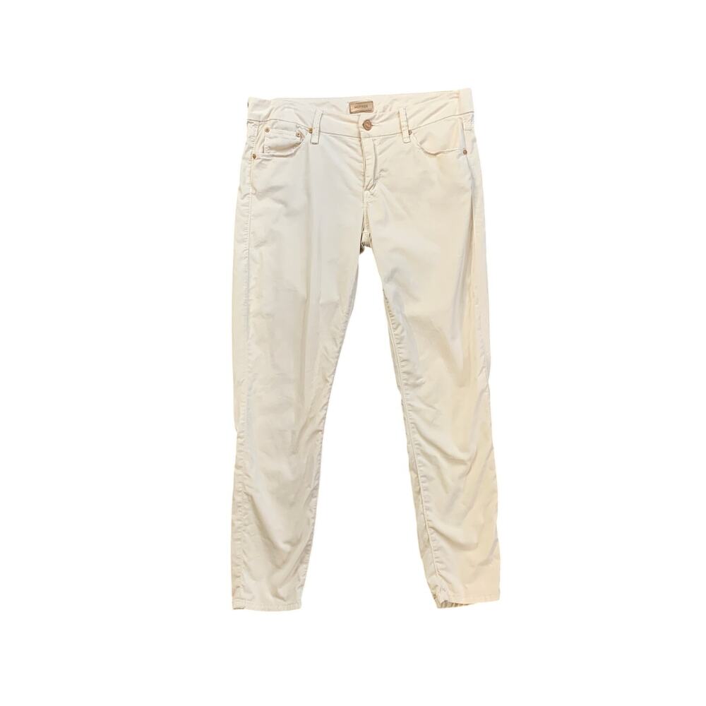 Mother Jeans Womens 28 Ivory The Looker Crop Cruel Summer Twill Pockets Trousers